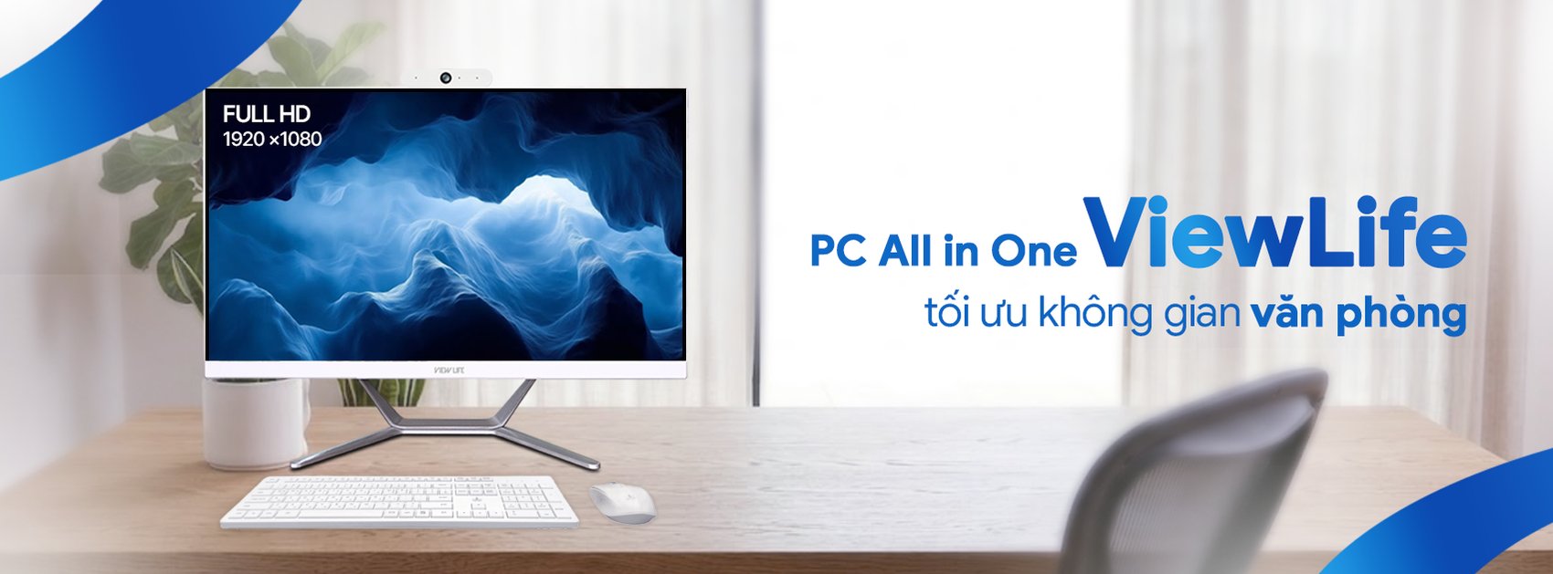 PC All in One ViewLife trên bàn làm việc, tối ưu không gian văn phòng